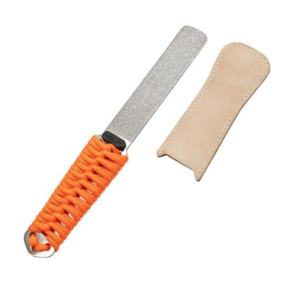 SHARPAL 181N Dual-Grit Diamond Sharpening Stone File | Garden Tool Knife Sharpener Coarse 325 / Extra Fine 1200 Grit, For Lawn Mower Blade, Axe, Hatchet, Hedge Shears - style: Paracord Handle with Leather Strop