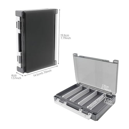 Double Sided Fishing Lure Box Organizer, Fishing Tackle Box Storage Hard Plastic Container Case for Lure Bait Hooks Beads (Gray, 7.8 * 5.8 * 1.6 inch) - color: Gray