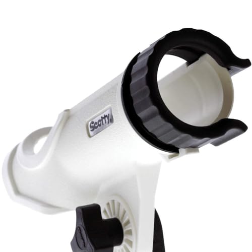 Scotty #230 Powerlock Rod Holder with #241 Side/Deck Mount, Adjustable Boat Fishing Rod Holder, Universal Cradle Design, Side or Deck Mount Installation, Marine-Grade Construction - color: White