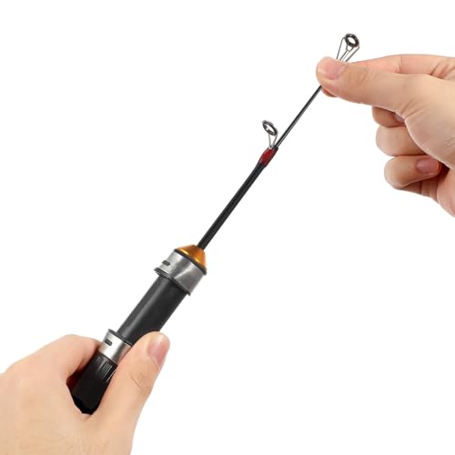 NUOBESTY Telescopic Mini Ice Fishing Rod 25.6 Inch Ultra-Light Portable Fishing Pole with Two Durable Guides for Winter and Outdoor Travel