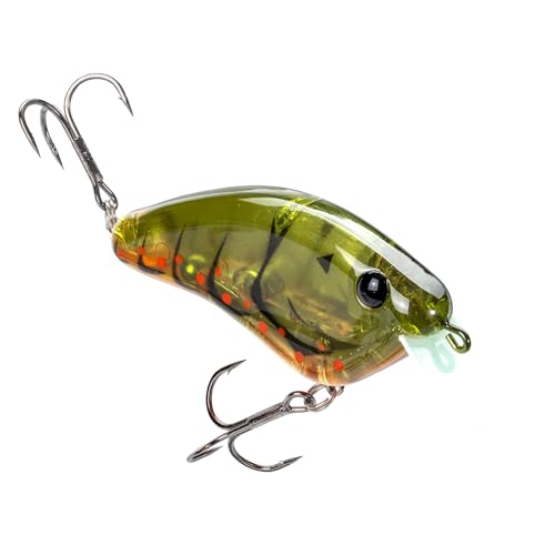 Strike King Hardliner Fishing Lure, Flat Sided Crankbait, Circuit Board Lip, Extra Tight Wobble, Size 4 Treble Hooks - color: Phantom Green Craw