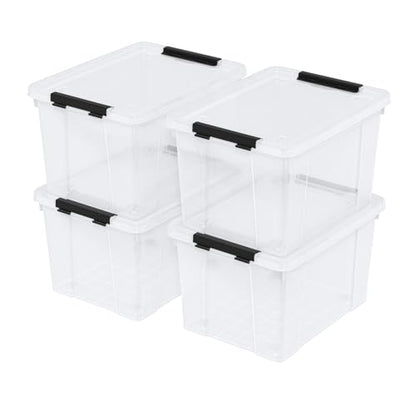 4-Pack 22 Quart Plastic Storage Bins with Lids, Plastic Latching Storage Box with Wheels, Clear - size: 22 Quart