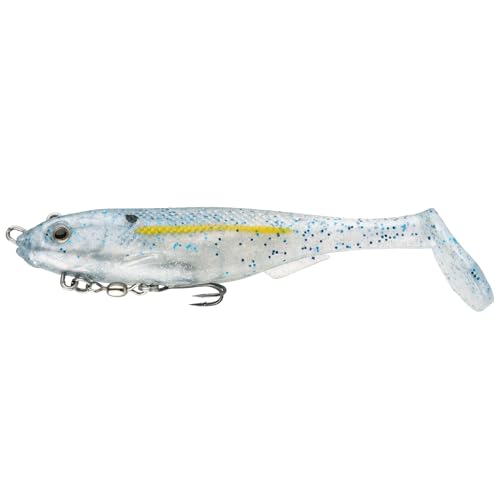 Strike King Final Copy Fishing Lure, Pre-Rigged Soft Plastic Swimbait, Free-Swinging Size 4 Treble Hook, Belly Magnetic Hook Keeper, 7/8-Ounce - color: Sexy Shad