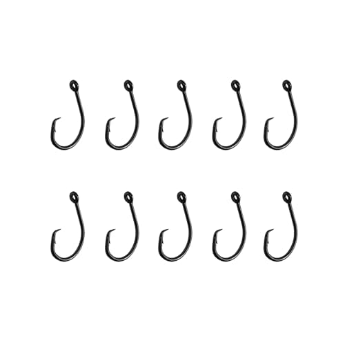 10PCS High-Carbon Steel Circle Hooks Barbed Fishing Hooks with Holes, Freshwater and Saltwater Fishing Hooks for Tuna, Catfish, Bass - size: #1