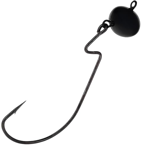 Reaction Tackle Football Swing Jig, Free-Swinging Hook with Football Head for Bass Fishing, Deep Water and Rocky Terrain (5-Pack) - color: Black, size: 3/4 Oz