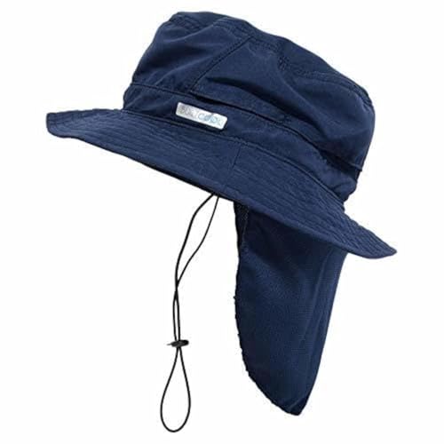 BUILTCOOL Adult Cooling Bucket Cap with Neck Shade – Waterproof Sun Protection for Hunting, Fishing, Hiking and Kayaking - color: Navy, size: Medium-Large