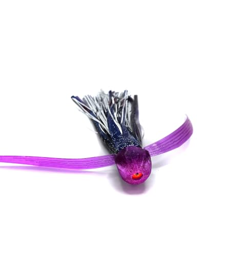 Saltwater Big Game Fishing Lure, for Offshore trolling (FlyBoy) - color: Purple Black Holographic Double Flash
