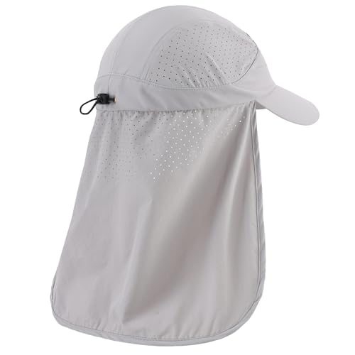 Connectyle Men's Sun Hat with Neck Flap Adjustable Breathable UPF 50+ Sun Protection Baseball Cap for Fishing Hiking Golfing - color: Light Grey