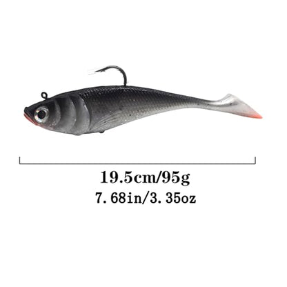 Big Jig Worm Lures Swimming Bait Soft Plastic Fishing Lure for Bass, Crappie, Trout, Pike, Sea Bass, Redfish, Striper,Fishing Lures for Freshwater & Saltwater - color: Black Glitter-1 Piece