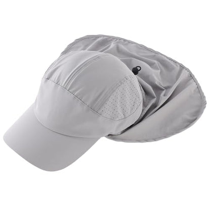 Connectyle Men's Sun Hat with Neck Flap Adjustable Breathable UPF 50+ Sun Protection Baseball Cap for Fishing Hiking Golfing - color: Light Grey