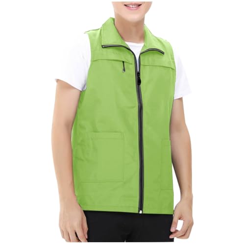 Men Women Outdoor Fishing Vest Zip Up Travel Hiking Summer Outerwear Unisex Mesh Breathable Waistcoat Lightweight - color: Green, size: 3X-Large