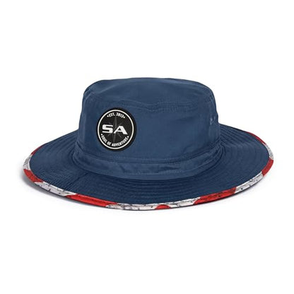 Soul of Adventure Bucket Hat | UV 50+ for Adults | Sun Protection with Adjustable Fit, Moisture-Wicking Fabric - color: American Flag Navy