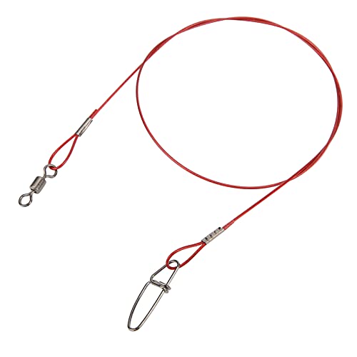 Anti Bite Fishing Line Steel Wire Leader with Rolling, Heavy Duty Fishing Wire Leash for Sea Enthusiasts - color: Red