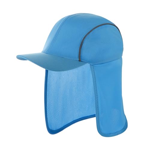 High Visibility Reflective Work Safety Hat Wide Brim Boonie Sun Hat UV Protection Fishing Cap with Neck Flap - color: Blue