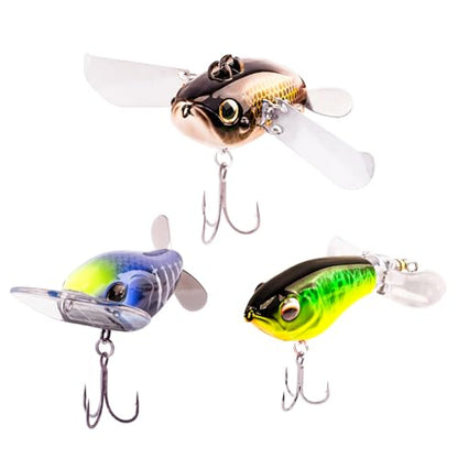 FONMANG Top Water Fishing Lures, 3-Pcs Topwater Lures for Bass Walleye Pike, 2025 New Wasp Crawl Bait for Freshwater and Saltwater - color: C-3 IN 1