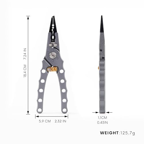 Fishing Pliers with Safety Lock, Aluminum Alloy 8" Fishing Plyers with Hook Remover, Fishing Pliers for Saltwater Freshwater Ice, Fishing Gear Stuff for Men