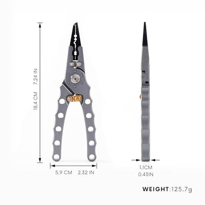 Fishing Pliers with Safety Lock, Aluminum Alloy 8" Fishing Plyers with Hook Remover, Fishing Pliers for Saltwater Freshwater Ice, Fishing Gear Stuff for Men