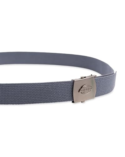 Dickies mens Fabric Web Plaque Logo Buckle Belt - Fits Up to Size 42" Waist - color: Grey, size: One Size - Cut to Fit