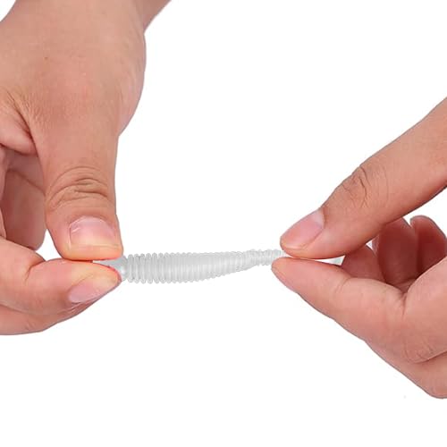 50PCS 5cm Soft Plastic Fishing Lures, PVC Paddle Tail Swimbaits for Bass Trout Walleye Crappie, T-Tail Grub Worm Baits Tackle Accessory - color: White