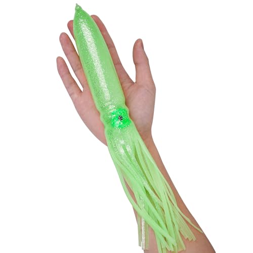 Luminous Octopus Squid Skirts Fishing Lures, 3/8PCS Trolling Squid Skirts Fishing Saltwater Octopus Lures Glow Soft Squid Bait Lures Saltwater Freshwater Fishing Tackle 11.8" - size: 8PCS