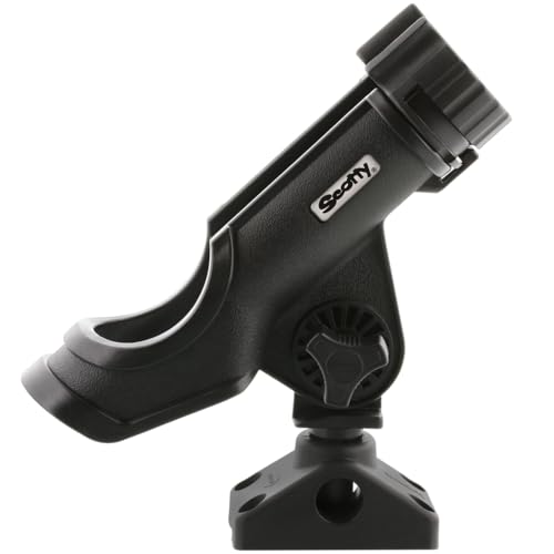 Scotty #230 Powerlock Rod Holder with #241 Side/Deck Mount, Adjustable Boat Fishing Rod Holder, Universal Cradle Design, Side or Deck Mount Installation, Marine-Grade Construction - color: Black
