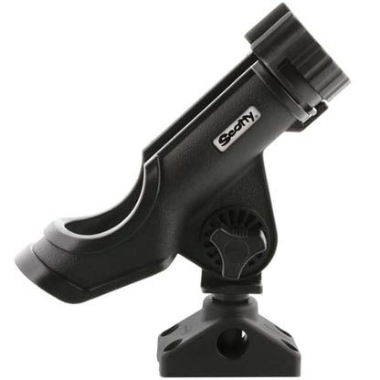 Scotty #230 Powerlock Rod Holder with #241 Side/Deck Mount, Adjustable Boat Fishing Rod Holder, Universal Cradle Design, Side or Deck Mount Installation, Marine-Grade Construction - color: Black