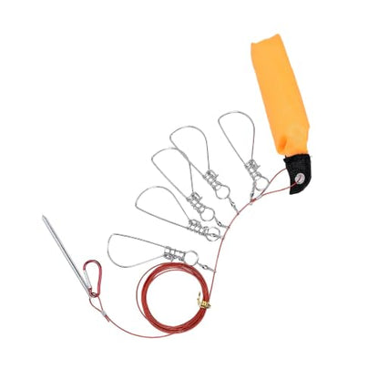 Fishing Stringer, 5 Detachable Stainless Steel Clips, 3.5m PVC Coated Rope, High Visibility Float, Large Capacity Storage for Kayak Boat Shore Fishing