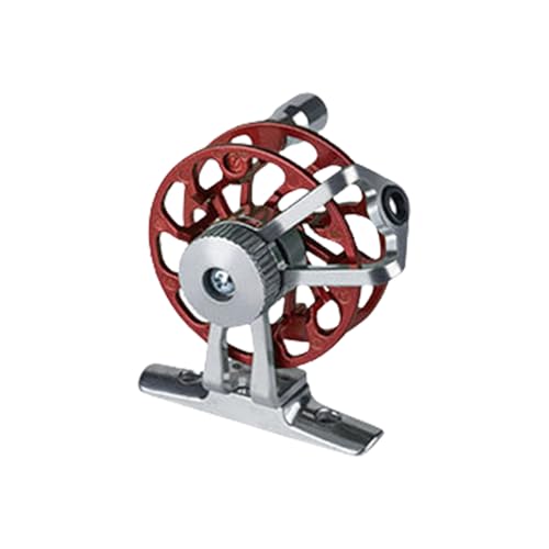 Reel, Aluminum Reels for Trout Pike Fly Fishing Winter Ice Wheel Fly Tackle Aluminum Saltwater - color: Red with base, size: Standard