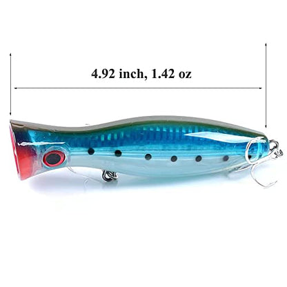 3Pcs Hard Topwater Popper Saltwater Fishing Lures Set,as Large Long Casting Poppers Lure for Bass Salmon Trout Walleye Redfish 38