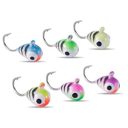 BASSDASH Tungsten Ice Fishing Jigs with Glowing Paint Fishing Lures for Winter Ice Jigging Crappie Bluegill, 6-Pack - color: BI10 - B, size: 3.2mm - 1/58 oz. - #16 Hook