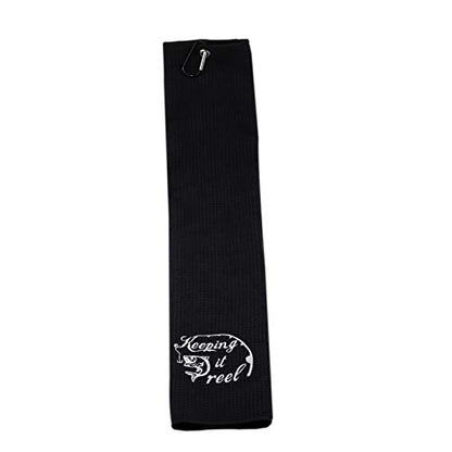 LEVLO Embroidered Fishing Towel Gift Fishing Lover Gift Keeping it Real Fishing Towel with Clip (Keep IT Real)
