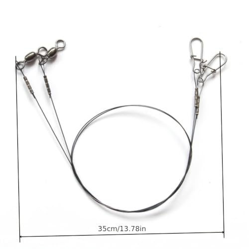 30cm 14kg Titanium Fishing Leader Line, Bite Proof Trace with Rotating Swivel Anti-Tangle Design, Low Friction Coating, Stainless Steel Pins for Predatory Fish, Pike Muskie Saltwater Freshwater
