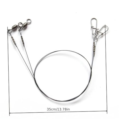 30cm 14kg Titanium Fishing Leader Line, Bite Proof Trace with Rotating Swivel Anti-Tangle Design, Low Friction Coating, Stainless Steel Pins for Predatory Fish, Pike Muskie Saltwater Freshwater