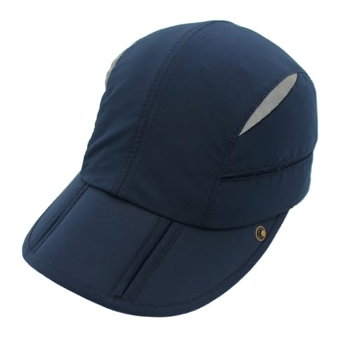 Connectyle Men's Sun Hat with Detachable Neck Flap Adjustable Outdoor UPF 50+ Baseball Sun Cap for Fishing Hiking Golfing - color: Navy Blue