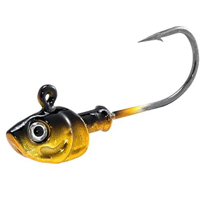 Dr.Fish 10 Pack Swimbait Jig Heads, Saltwater Fishing Jig Heads 3D Eyes High Carbon Steel Hooks Surf Fishing Lures Flounder Striper Halibut Pompano Bass - color: Gold, size: 1oz-Hook#5/0