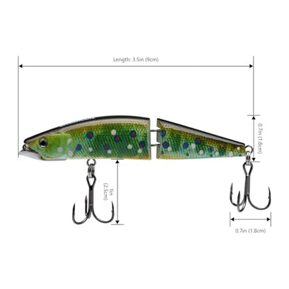 BASSROCK Minnow Swimbait Bass Trout Fishing Lure with Movable Lip Hard Bait 3.5” 1/2oz - color: Brook Trout