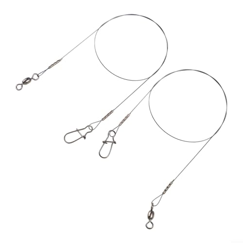 Titanium Fishing Leader Wire with Swivel and Duo-Lock Snap, 7x7 Steel Core for Predatory Fish, Anti-Kink High Strength Tackle for Pike Musky Bass - size: 30cm 14kg