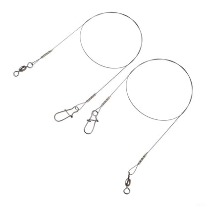 Titanium Fishing Leader Wire with Swivel and Duo-Lock Snap, 7x7 Steel Core for Predatory Fish, Anti-Kink High Strength Tackle for Pike Musky Bass - size: 30cm 14kg