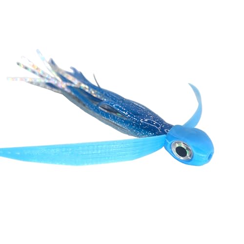 Saltwater Big Game Fishing Lure, for Offshore trolling (FlyBoy) - color: Carolina Blue Silver Sparkle