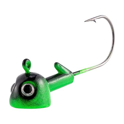 Dr.Fish 10 Pack Walleye Jig Heads Flat Bottom Freshwater Fishing Jigs Walleye Hook Stand Up Lures Swimbait Freshwater Bass - color: Black&Green, size: 3/8oz-Hook #3/0