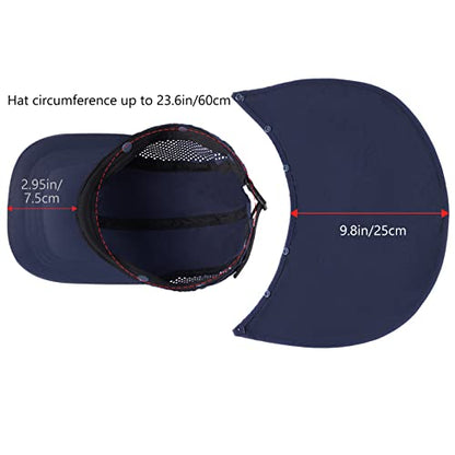 BASSDASH UPF 50+ Foldable Fishing Hat Baseball Cap with Removable Neck Flap Portable for Men Women Golf Hiking - color: Dark Blue With Foldable Brim