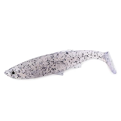 ZHENGYI 4pcs Paddle Tail 14.5g 120mm Fishing Soft Lures 3D Eyes T Tail Artificial Bait Plastic Pike Fishing Lures - color: F