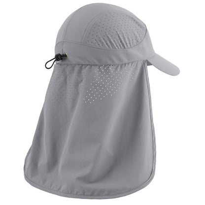 Connectyle Men's Sun Hat with Neck Flap Adjustable Breathable UPF 50+ Sun Protection Baseball Cap for Fishing Hiking Golfing - color: Dark Grey