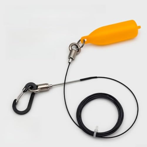 Portable Fish Tether For Live Fish Storage: Coated Stainless Steel Cable, Quick-Release Carabiner Clip, Orange PVC Foam Floats – 2M To 6M