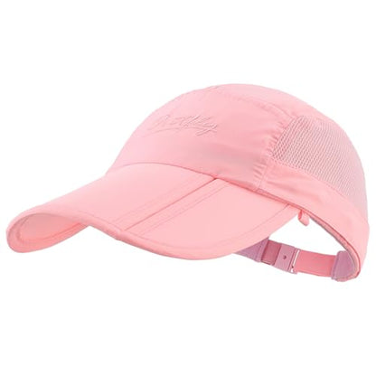 Connectyle Men's Foldable Baseball Sun Cap with Removable Face Mask Neck Flap Cover UPF 50+ Sun Protection Fishing Hiking Hat - color: Pink
