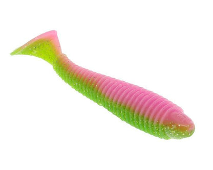 Strike King Rage Swimmer Saltwater Soft Bait Fishing Lure, 3.75", Wide-Bodied Paddle Tail - color: Electric Chicken