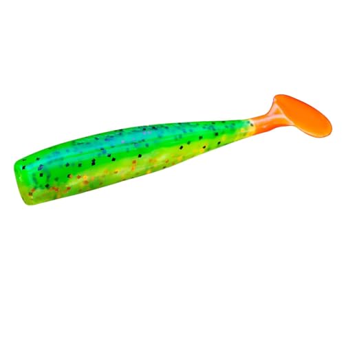 Lunker City Fishing Shaker 3.25" Swimbait Soft Plastic Bass Walleye Lure Saltwater Swimming Tail Action Pike Swim Bait, 7 Per Bag, Made in The USA - color: 182 Fire Tiger Firetail