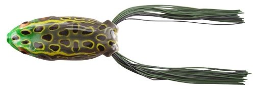 BOOYAH Poppin' Pad Crasher Topwater Bass Fishing Hollow Body Frog Lure with Weedless Hooks - color: Bullfrog