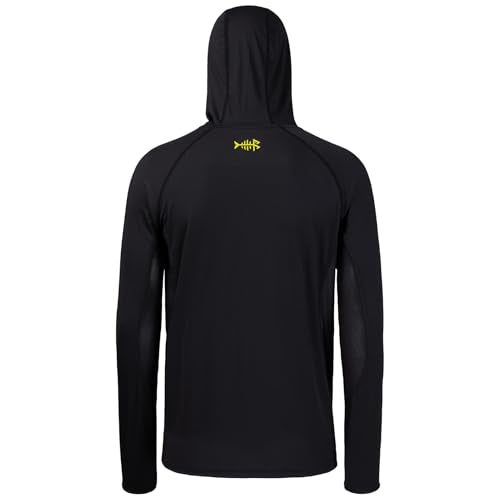 BASSDASH UPF 50+ Men’s Long Sleeve Fishing Shirt with Mask UV Neck Gaiter Hoodie - color: Black, size: X-Large