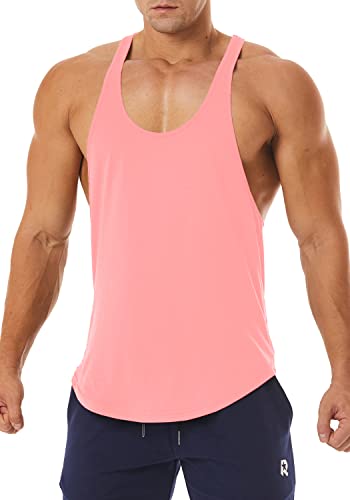 Men's Workout Quick Dry Soft Gym Bodybuilding Stringer Tank Tops - color: Pink, size: X-Large